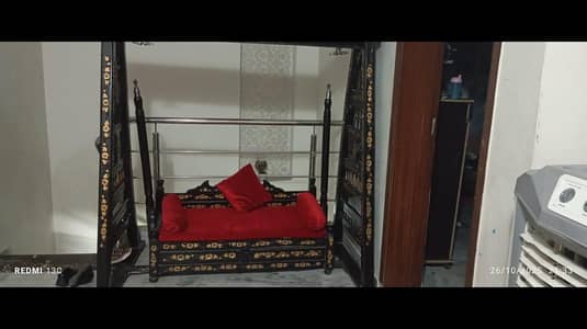 wood sofa with swing