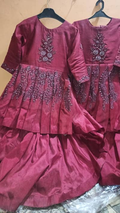 Elegant Deep Maroon Tail Maxis (Set of 2) Premium Silk & Embroidery