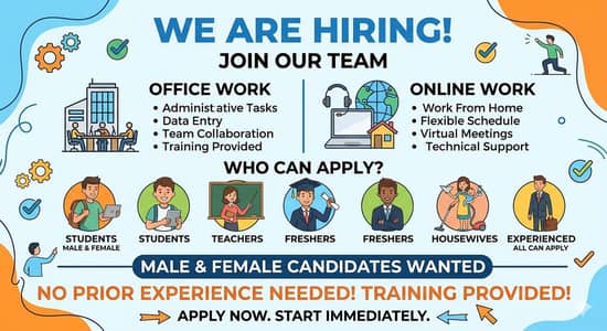 Office & Online Work Jobs Available – Male/Femal