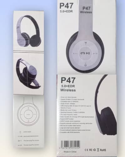 P47 Wireless Bluetooth Headphones 5.0+EDR | Deep Bass | Rechargeable