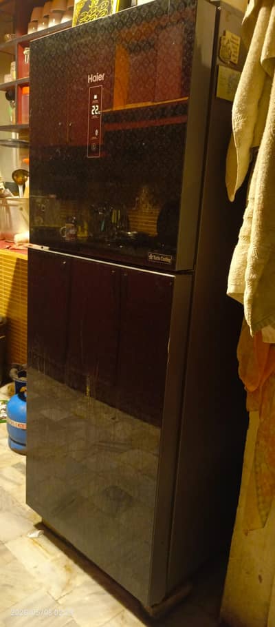 Haier Glass Door Black inverter Fridge