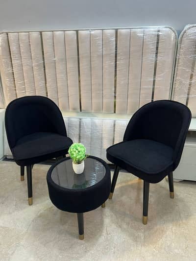 Luxury Velvet Coffee Chair Set for Sale | 2 Chairs + Center Table