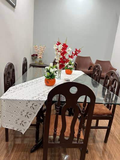 mirrors  and pour woods stand daing table+6 chair s