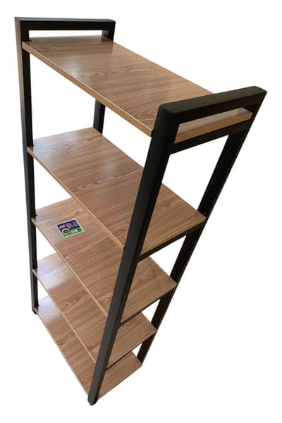 Modern multipurpose  steel rack with wooden sheet and powder coated