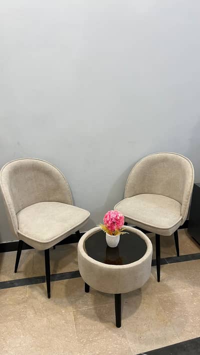 Luxury Velvet Coffee Chair Set for Sale | 2 Chairs + Center Table