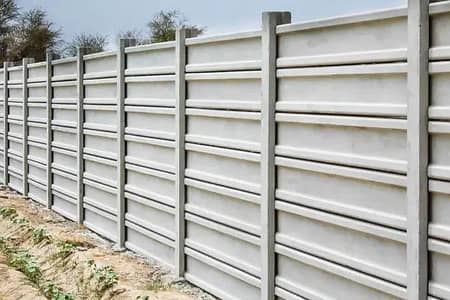 Boundary wall and pre cast roof construction