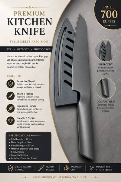 Kitchen Knife With Protective Sheath