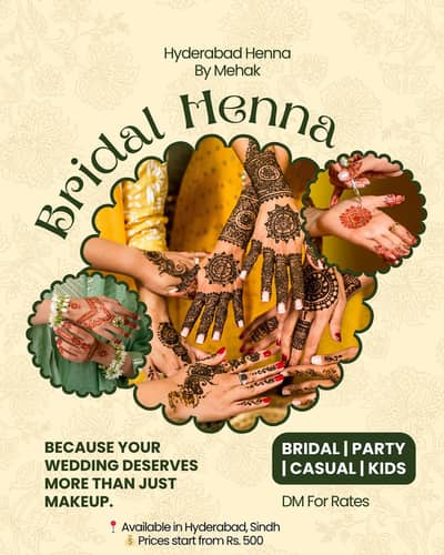Bridal Mehndi Artist in Qasimabad Hyderabad - Home Service Available