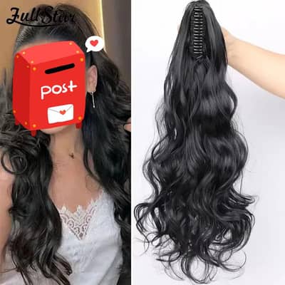 Medium Length Synthetic Hair Extensions Black Brown Lightweight