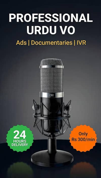 Urdu Voice Over for YouTube & Ads - Rs 300/min