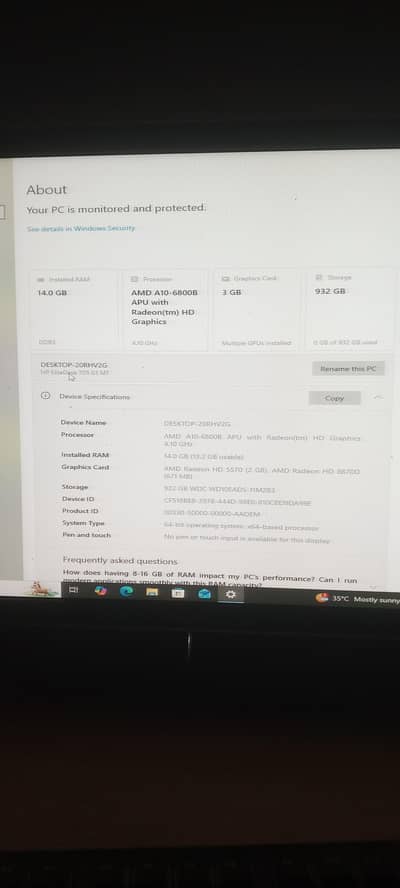 Gaming PC monitor+cpu