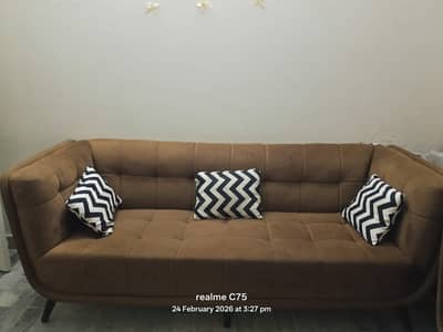 Brown Tufted Velvet Sofa Set 3-Seater + 2-Seater - Urgent Sale