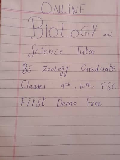 BS zoology Female tutor /Online biology 9th,10th  ,FSC