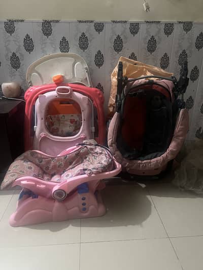 Kids Pram, Coat, Walker and kids table