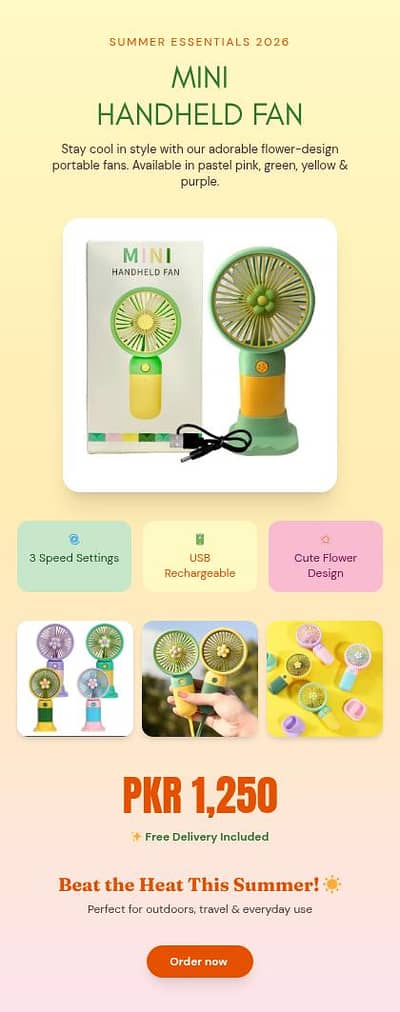 Portable Mini Handheld Fan - USB Rechargeable - Free Delivery