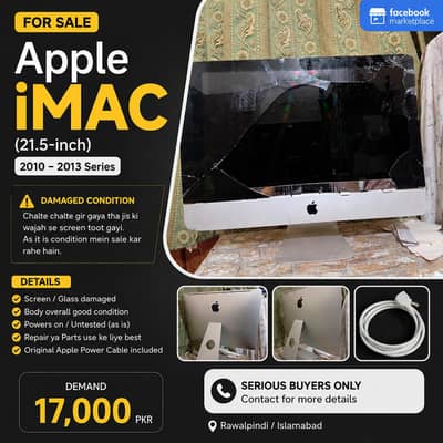 Apple iMac For Sale (Damaged Condition)