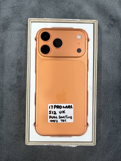 IPHONE 17 PRO MAX 512 GB UK FULL SIM TIME 78 CYCLES 100 HEALTH