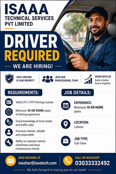 Driver required at house and company