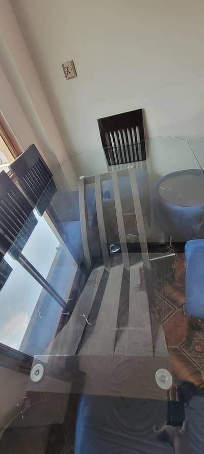 6 seat with dining glass table