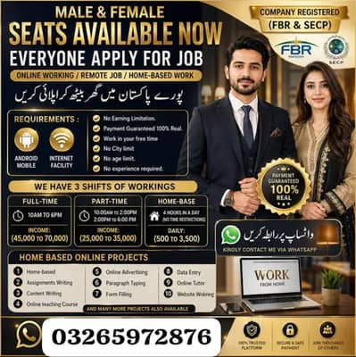 Online Job / part time Job / Data Entry / Typing job / Assignment Job