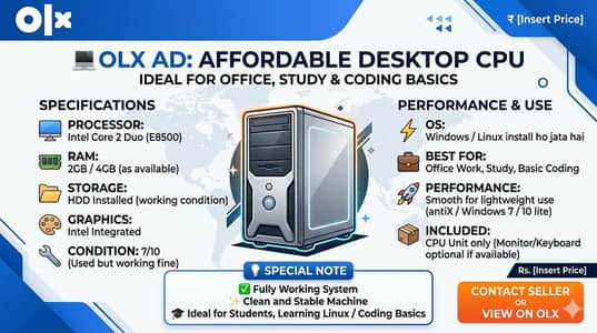 Dell OptiPlex 755 Desktop PC – Core2Duo | Good Condition | Fast Worki