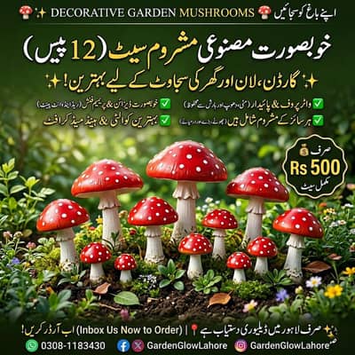 Decorative Garden Mushrooms Set