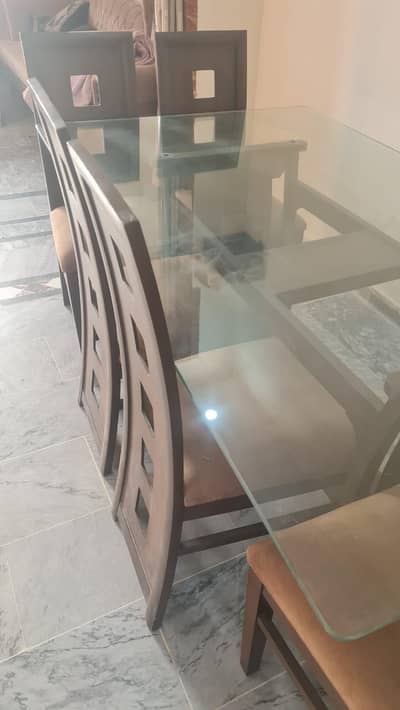 Elegant Glass Dining Table Set – 6 Seater