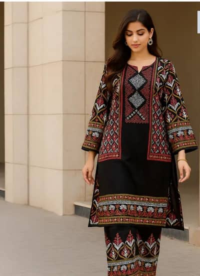 Ladies Stitched 2pc Summer Suit - Medium Size - Zahir Pir