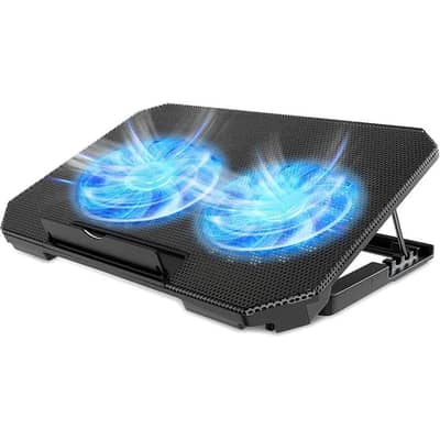  Dual Fan RGB Laptop Cooling Pad – Adjustable Portable Notebook Cool