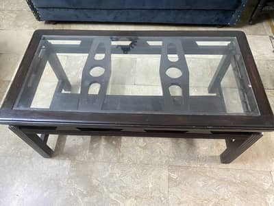 Solid Wooden Glass Top Center Table - Elegant Coffee Table