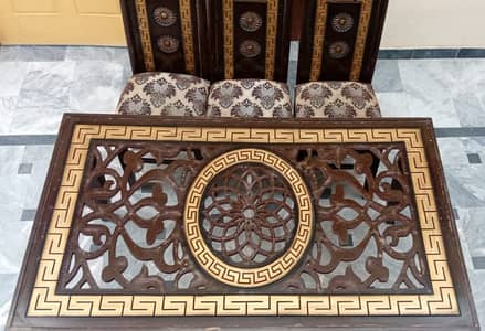 Used Wooden Dinning Table with 6 Chairs for sale