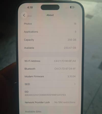 Iphone 15 promax Nonpta 256gb Battery Health 91
