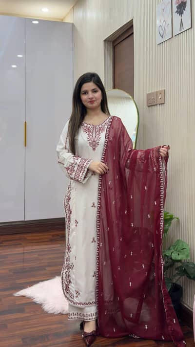 Snow Drop Embroidery 3 PC