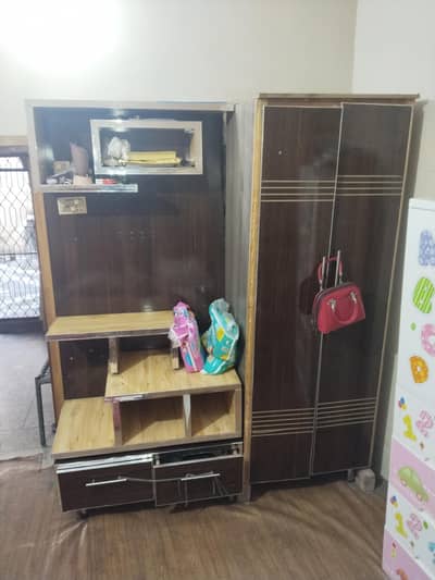 wooden Almirah with LED wall design