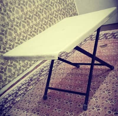 Used Folding Table White Top with Black Metal Legs/Frame, Portable