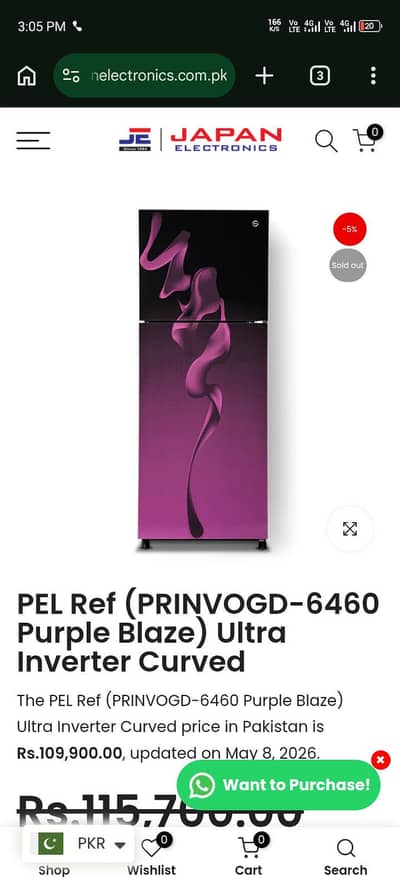 new fridge pel 6460 ultra model
