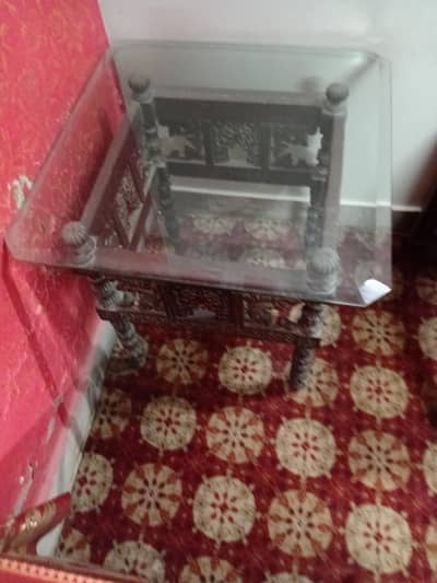 Premium Chinoti Wooden Side Tables with 9MM Glass – Set of 2 