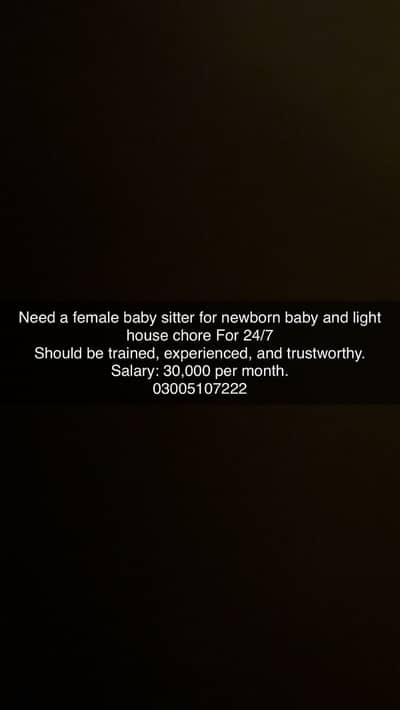 Trained baby sitter 03005107222