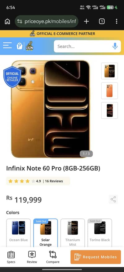 Infinix note 60 pro solar orange color