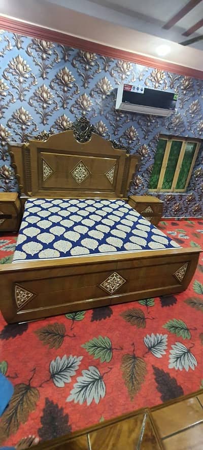 King size bed with dressing and side table include mattress for  sale