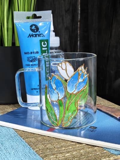 Tulip Painted Glass Cup 