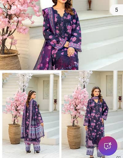 Elaya Embroidered printed  lawn