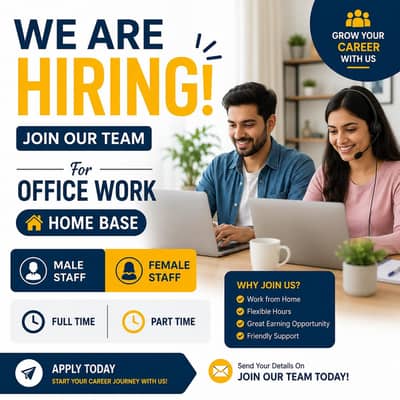 Office & Online Work Jobs Available – Male/Femal