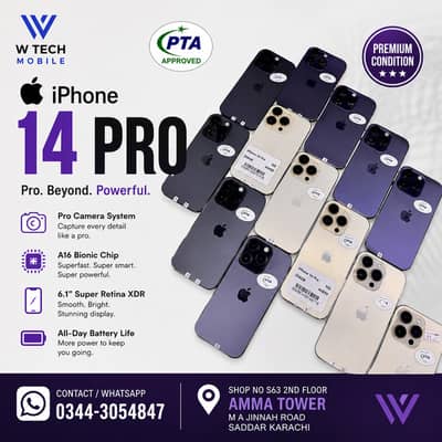 iPhone 14 Pro PTA Approved | 256GB | Physical + eSIM | 90%+ Battery