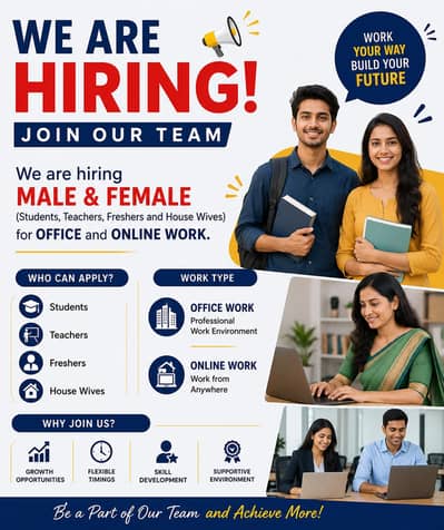 Hiring male and female on urgent bases