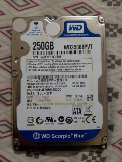 WD SCORPIO  |250gb hard disk | best performance