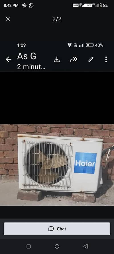 2 sezin yous ac Haier 410. gass Kam lood ma chalna wala ac. outdoor pic