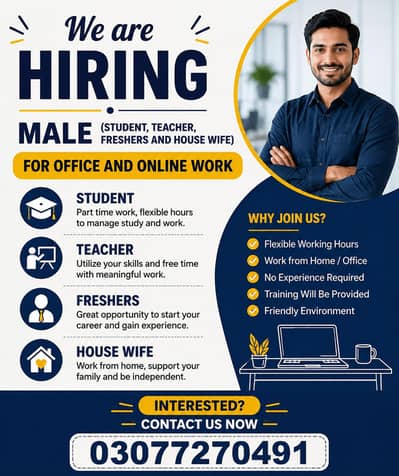  We Are Hiring – Office & Online Work 