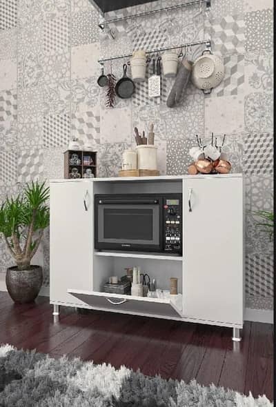 multi-purpoes oven cabinet with extra 3 compartment  space white