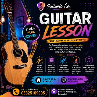 Learn Acoustic Guitar Very Fast At Your Door Step (Home Classes)